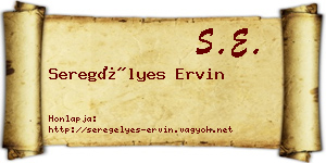 Seregélyes Ervin névjegykártya