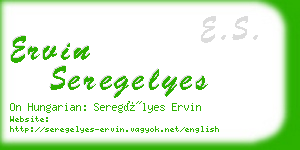 ervin seregelyes business card